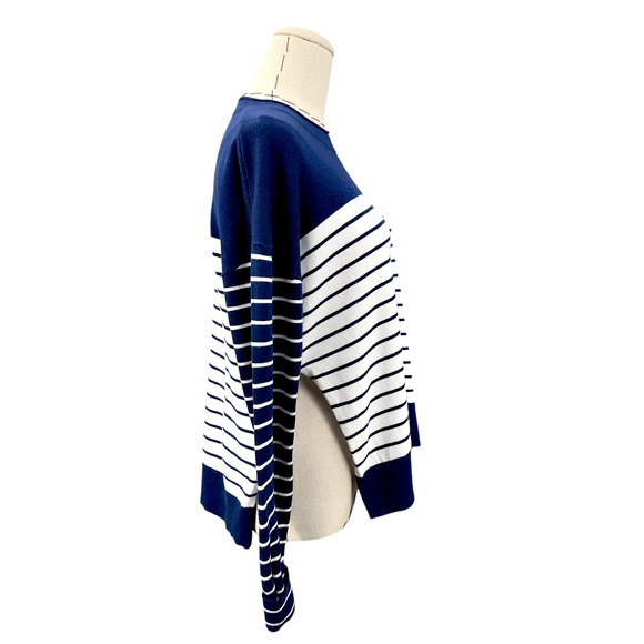 Vineyard Vines Blue White Striped Long Sleeve Crew Neck Pullover Sweater XL 16 - Picture 3 of 8